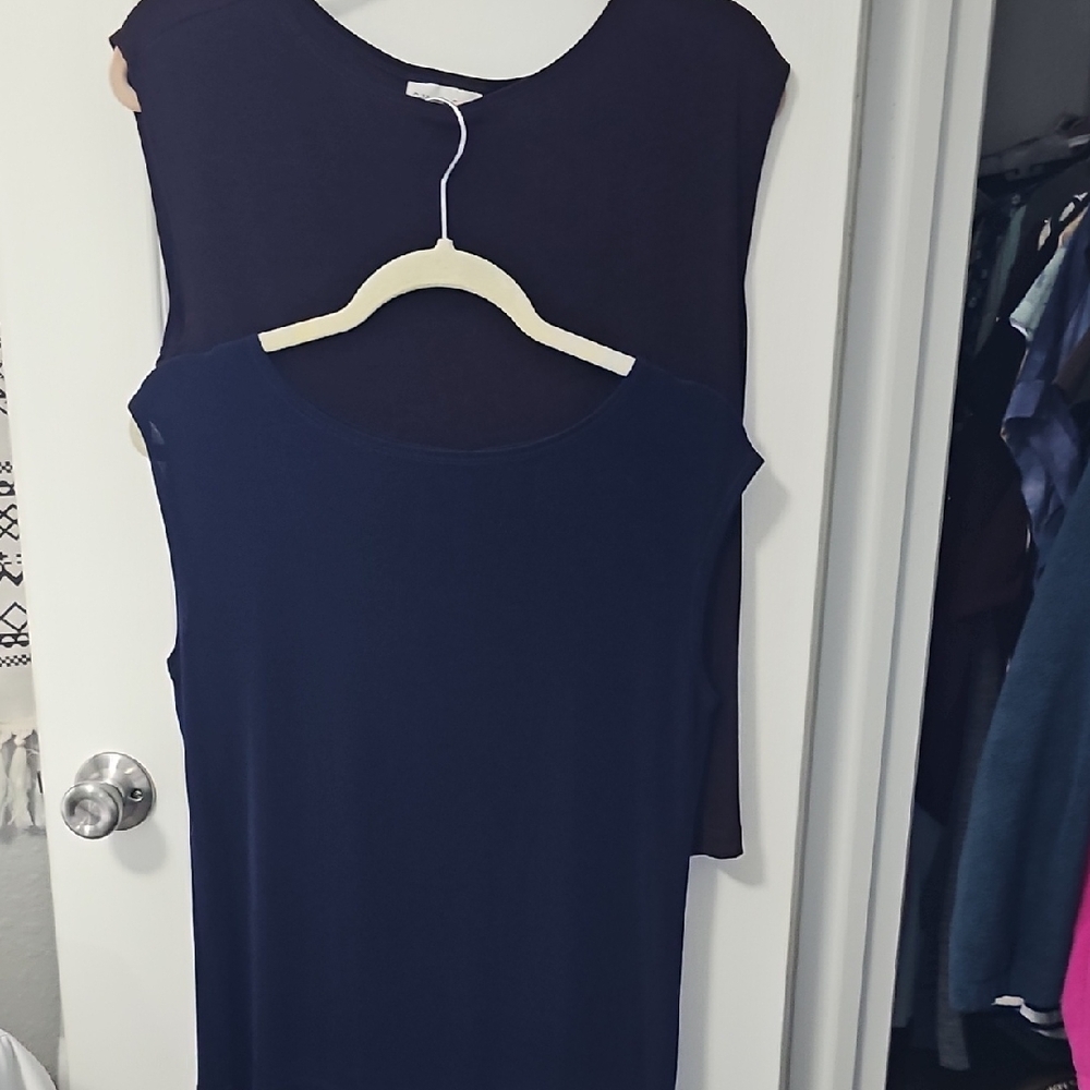 Navy and Black Sleeveless Tops